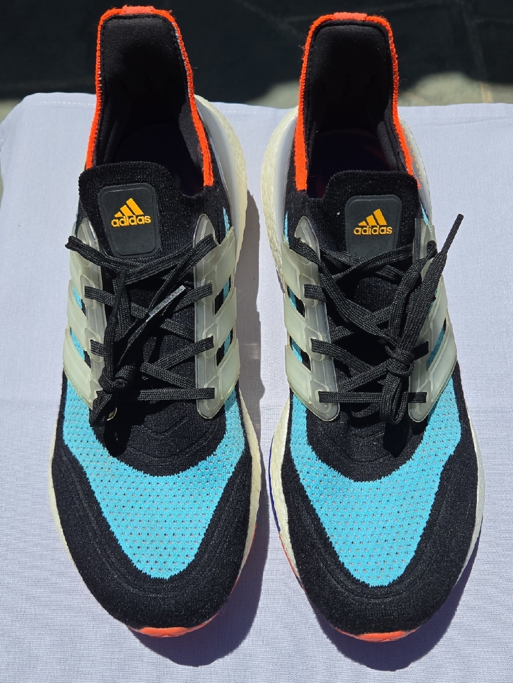 adidas Black & Aqua Runner with Orange Accents